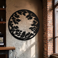 Black Steel Round Leafy Branches Metal Wall Art Modern Decor