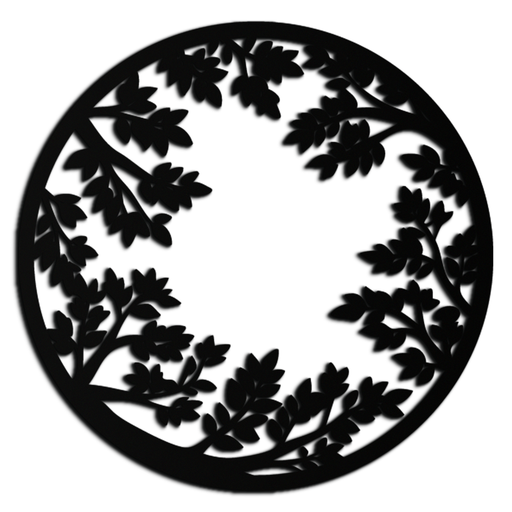 Black Steel Round Leafy Branches Metal Wall Art Modern Decor