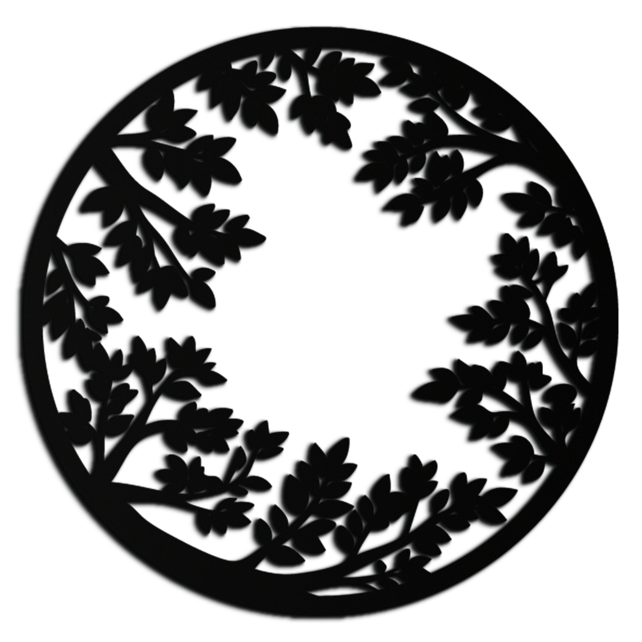 Black Steel Round Leafy Branches Metal Wall Art Modern Decor